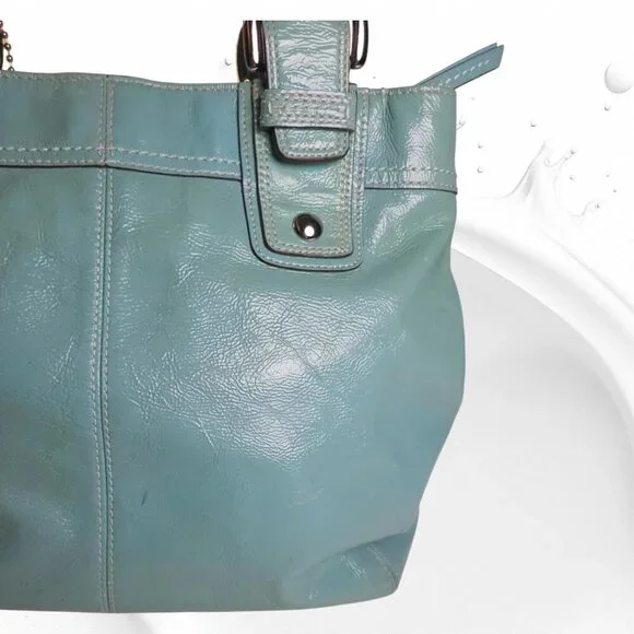 COACH Soho Satchel & Wallet in turquoise patent leather set - Picture 11 of 15